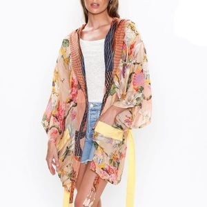 Be True to Yourself Light Soft Kimono With Oversized Contrast Hoodie & Tie Sash